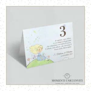 Segnatavolo Alice Paese Meraviglie momenti unici inviti alice grafica segnatavolo 13x18