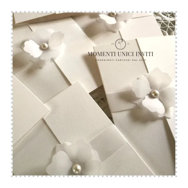 partecipazione elegante total white momenti unici inviti - anne