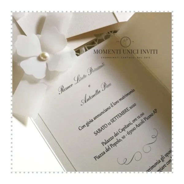 partecipazione elegante total white momenti unici inviti - anne