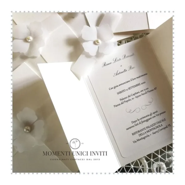 partecipazione elegante total white momenti unici inviti - anne