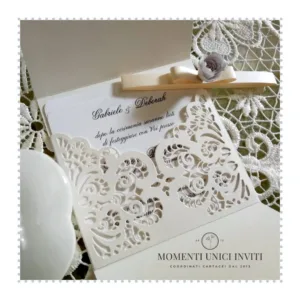 partecipazione elegante intagliata antea - momenti unici inviti