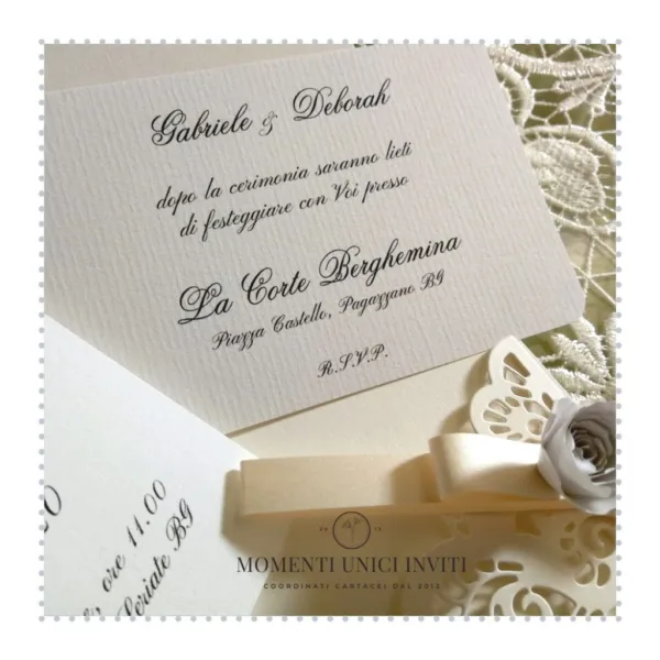 partecipazione elegante intagliata antea - momenti unici inviti