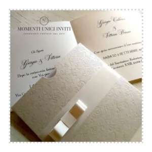 partecipazioni eleganti matrimonio momenti unici inviti - bianca partecipazione elegante prima comunione, battesimo, matrimonio