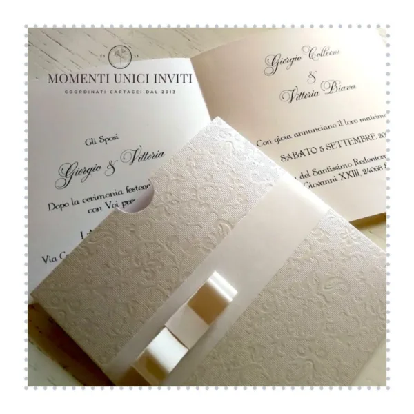 partecipazioni eleganti matrimonio momenti unici inviti - bianca partecipazione elegante prima comunione, battesimo, matrimonio