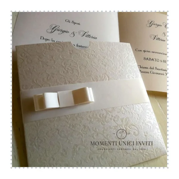 momenti unici inviti - bianca partecipazione elegante prima comunione, battesimo, matrimonio partecipazioni eleganti matrimonio