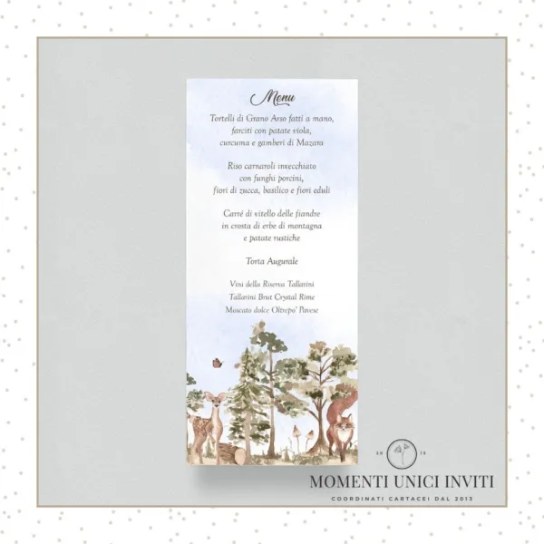 Foresta degli animali - menu 9x20