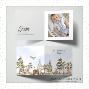 Foresta degli animali - card ringraziamento 14,5x14,5 cm