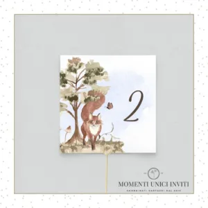 Foresta degli animali – segnatavolo 10x10 cm
