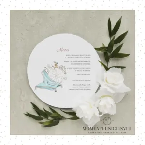 menù tondo sottopiatto cenerentola - momenti unici inviti