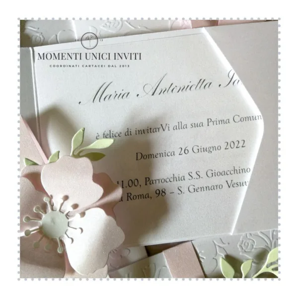 partecipazione elegante con fiore momenti unici inviti - chloe