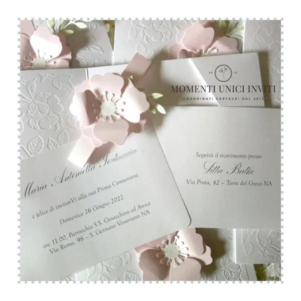 partecipazione elegante con fiore momenti unici inviti - chloe