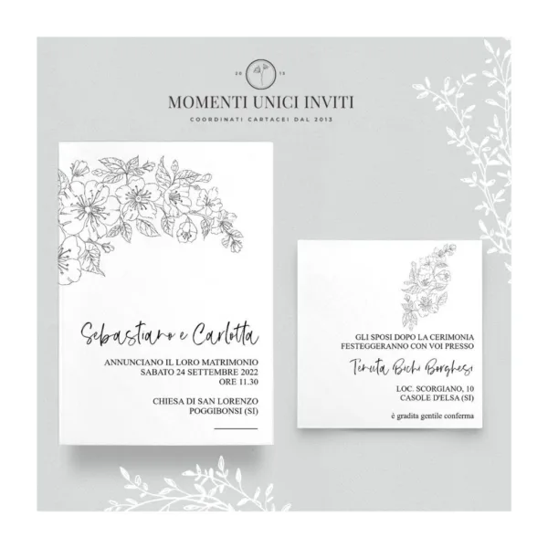 Ciliegio - partecipazione e invito con busta - mod. 10x15 - immagine 2