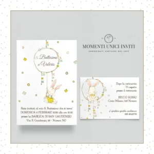 partecipazione battesimo coniglietto momenti unici inviti - dou dou coniglietto