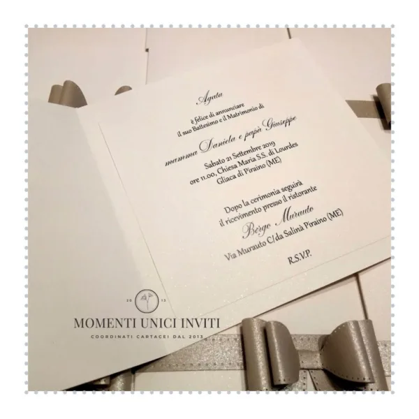 partecipazione elegante con fiocco momenti unici inviti - elegance