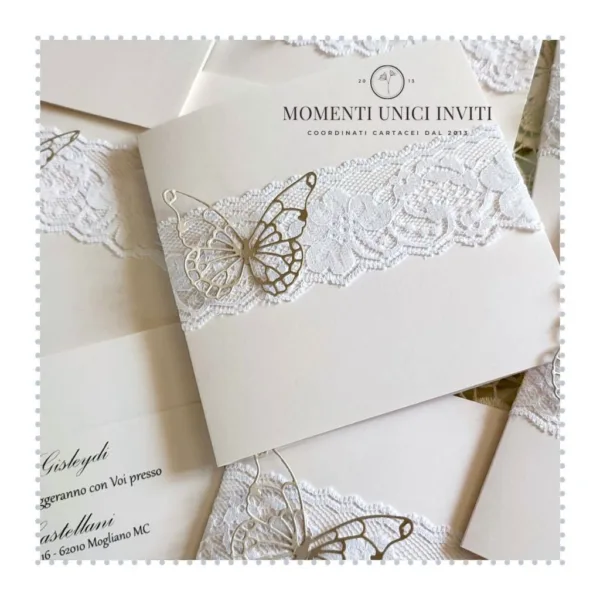 partecipazione elegante con farfalla momenti unici inviti - elodie