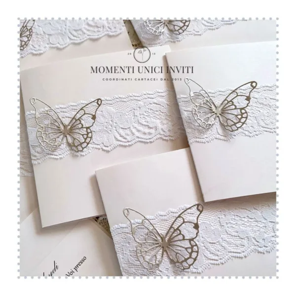 partecipazione elegante con farfalla momenti unici inviti - elodie
