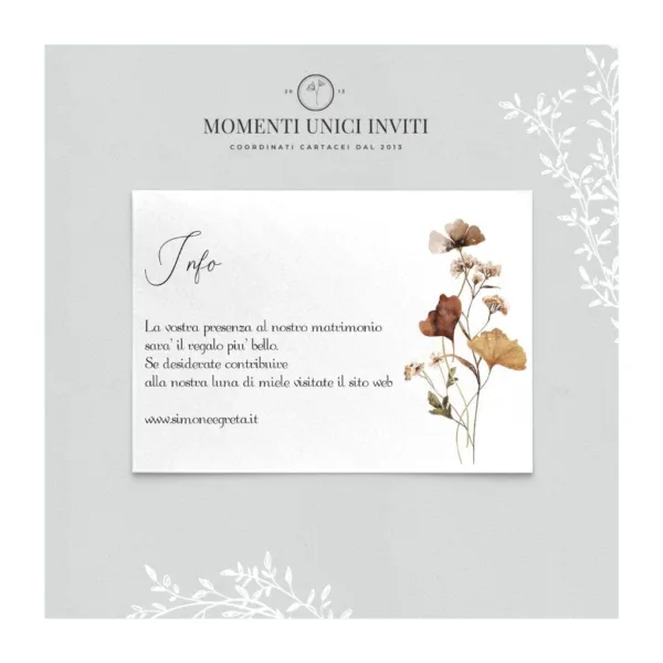 Fiori di campo - info card / lista di nozze