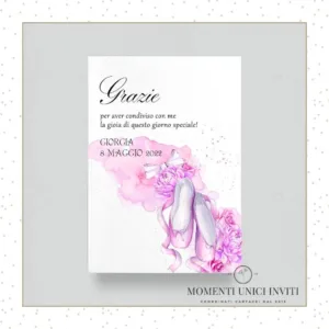 cards ringraziamento lago dei cigni tema danza classica prima comunione