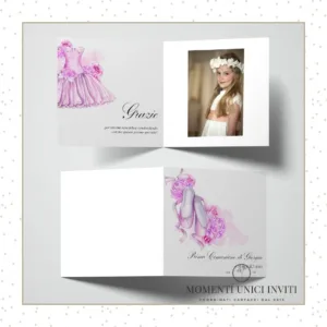 cards ringraziamento lago dei cigni tema danza classica prima comunione