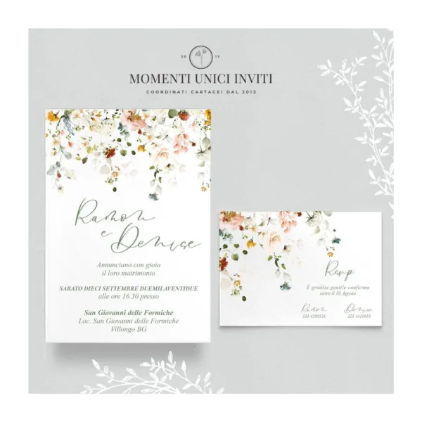 Nuvola floreale - partecipazione e invito con busta - mod. 13x18 - immagine 2