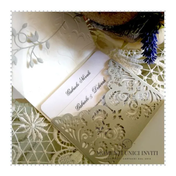 partecipazione elegante con taschina momenti unici inviti - odette
