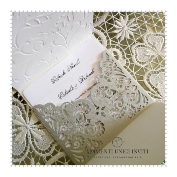 partecipazione elegante con taschina momenti unici inviti - odette
