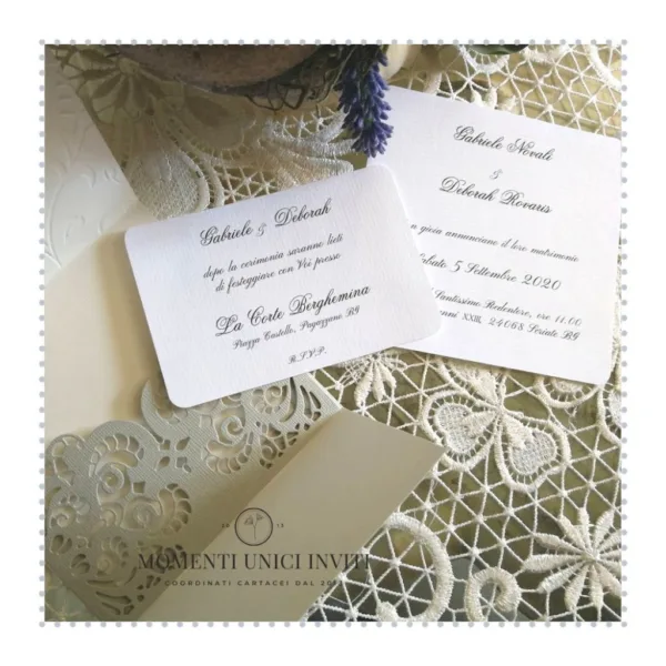 partecipazione elegante con taschina momenti unici inviti - odette