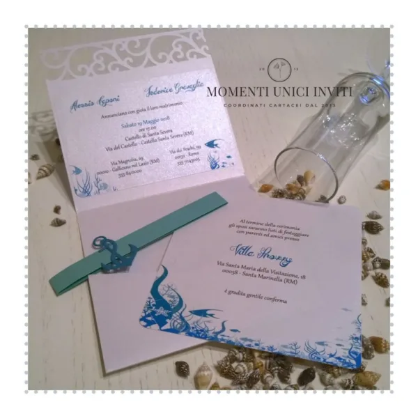 Partecipazione tema mare momenti unici inviti - onde spumeggianti