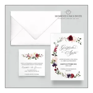 Flowers - partecipazione e invito con busta - mod. 10x15
