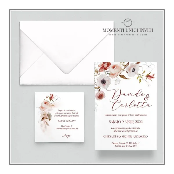 Incanto d'autunno - partecipazione e invito con busta - mod. 10x15