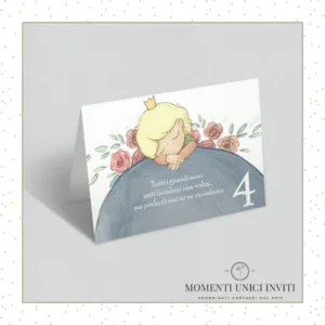 Segnatavolo Piccolo Principe momenti unici inviti - piccolo principe sognante segnatavolo 13x18