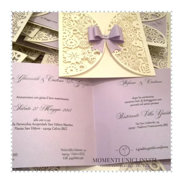 Partecipazione elegante taglio laser momenti unici inviti - purezza