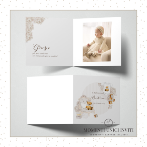 cards ringraziamento battesimo teddy momenti unici inviti