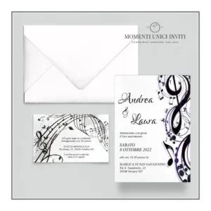 Music - partecipazione e invito con busta - mod. 10x15