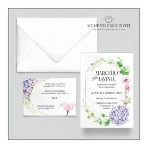 Flora - partecipazione e invito con busta - mod. 10x15