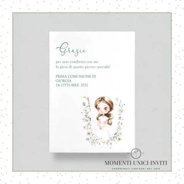 cards ringraziamento prima comunione bimba