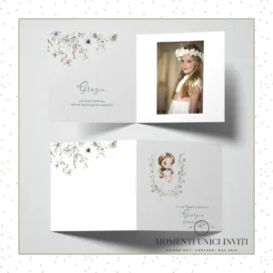 Cards Ringraziamento Prima Comunione Bimba