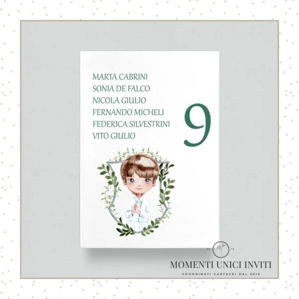 cards tableau prima comunione bimbo - momenti unici inviti