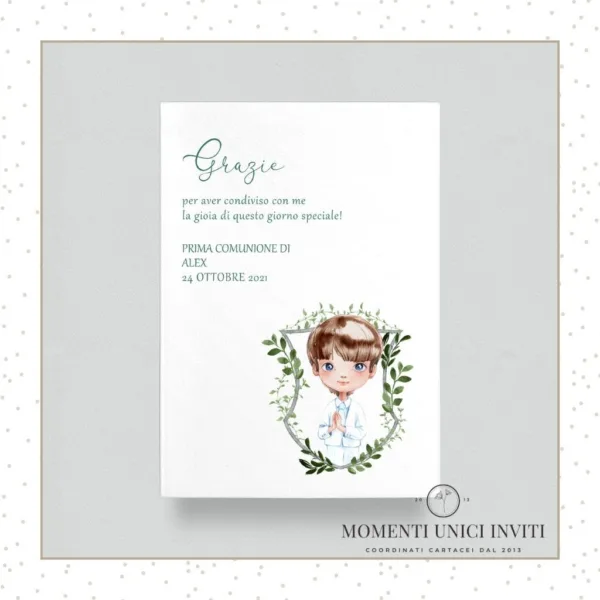 card ringraziamento prima comunione bimbo