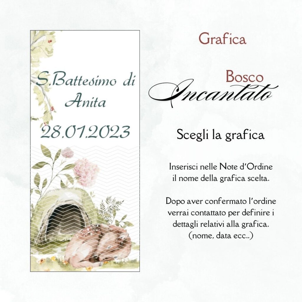momenti unici inviti box degustazione 31 confetti battesimo grafica bosco incantato