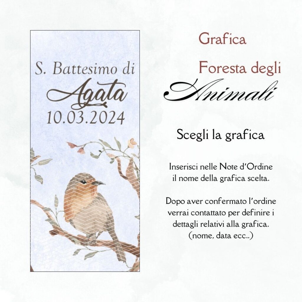 momenti unici inviti box degustazione 31 confetti battesimo grafica foresta degli animali