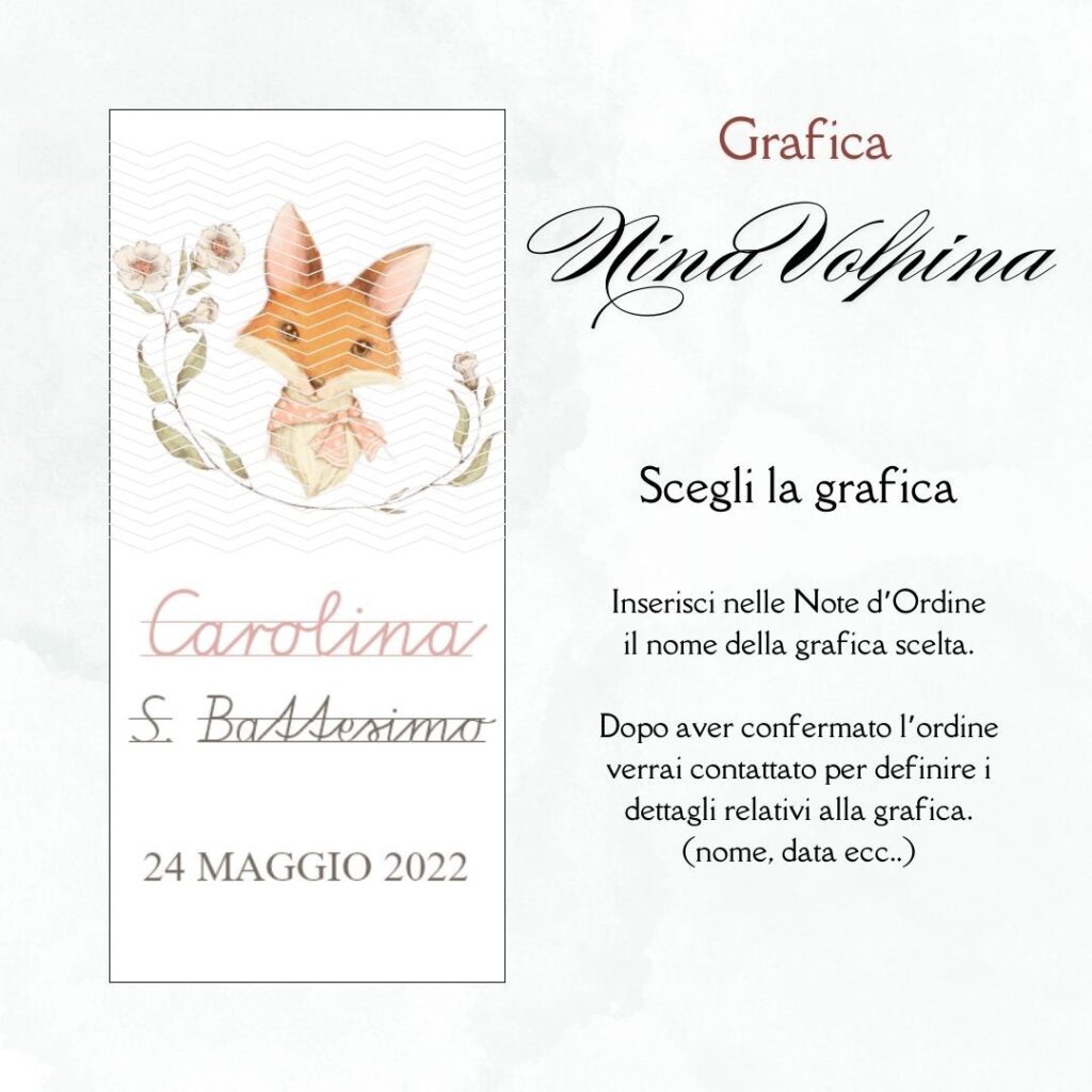momenti unici inviti box degustazione 31 confetti battesimo grafica nina volpina