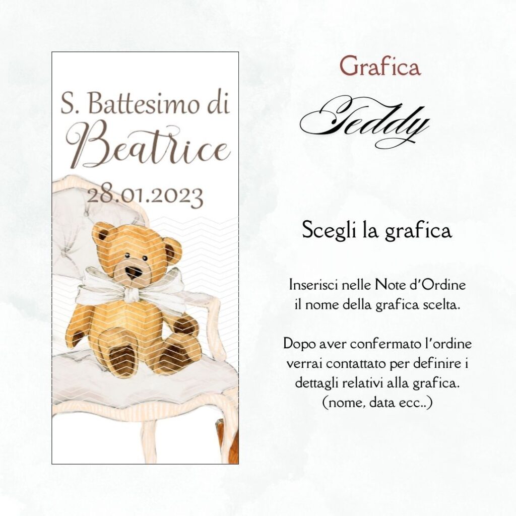 momenti unici inviti box degustazione 31 confetti battesimo grafica teddy