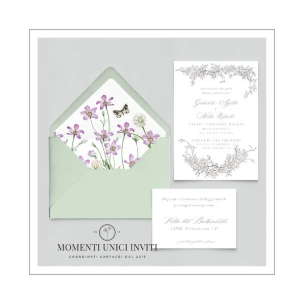 Atena - partecipazione e invito con busta e liner - mod. 10x15