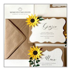 momenti unici inviti card ringraziamento girasole