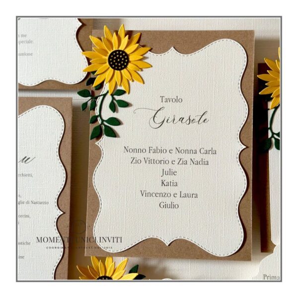 momenti unici inviti card tableau 13x18 girasole
