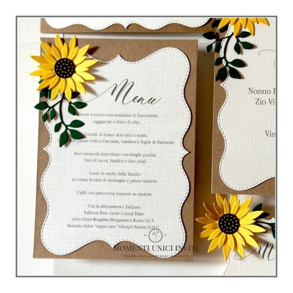 momenti unici inviti menu A5 girasole
