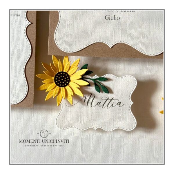 momenti unici inviti segnaposto girasole