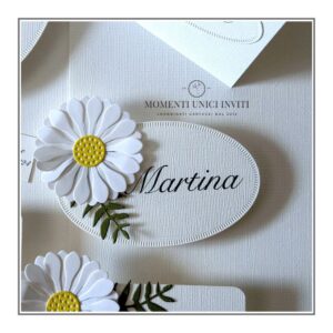 momenti unici inviti segnaposto ovale modello margherita