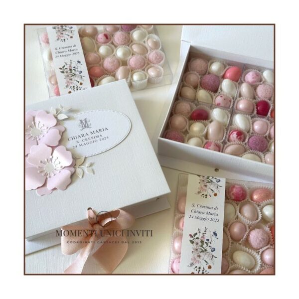 momenti unici inviti - box degustazione box nella box cornice e fiori